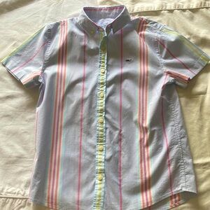 Vineyard Vines almost new pastel stripped button down shirt size med. (12-14)